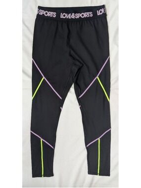 Love & Sports Black Cropped Leggings Mesh Panel Athletic Medium